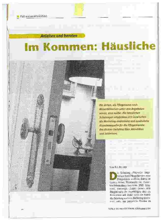 Vorschauseite 1: Im Kommen: häusliche PflegeschulungAnleiten und beraten
