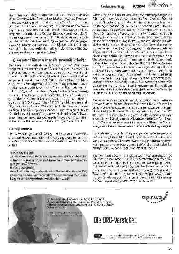 Vorschauseite 4: Chefarztvertrag und AGB-Kontrolle