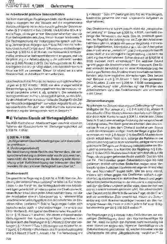 Vorschauseite 5: Chefarztvertrag und AGB-Kontrolle