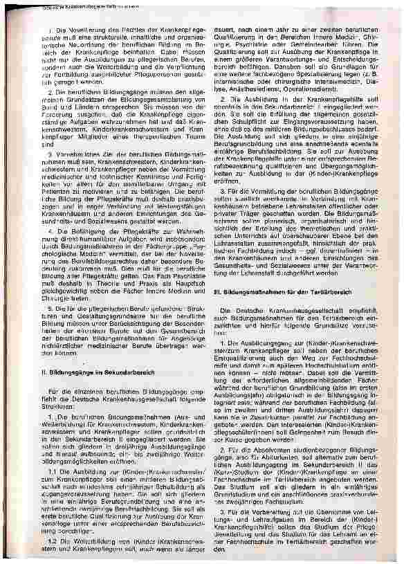 Vorschauseite 2: Zur Neuordnung der Aus-u. Weiterbildung in den pflegerischen Berufen Empfehlung der Deutschen Krankenhausgesellschaft vom 11. Dez. 1973