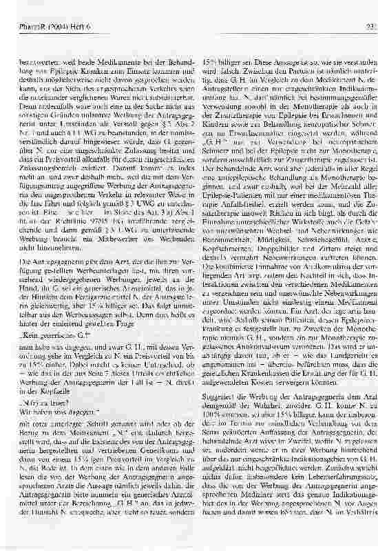 Vorschauseite 2: Nachahmerpräparat ist nicht gleichwertig OLG Köln, Urteil vom 16. Januar 2004 - 6 U 129/03