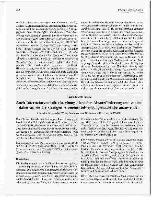 Vorschauseite 3: Nachahmerpräparat ist nicht gleichwertig OLG Köln, Urteil vom 16. Januar 2004 - 6 U 129/03
