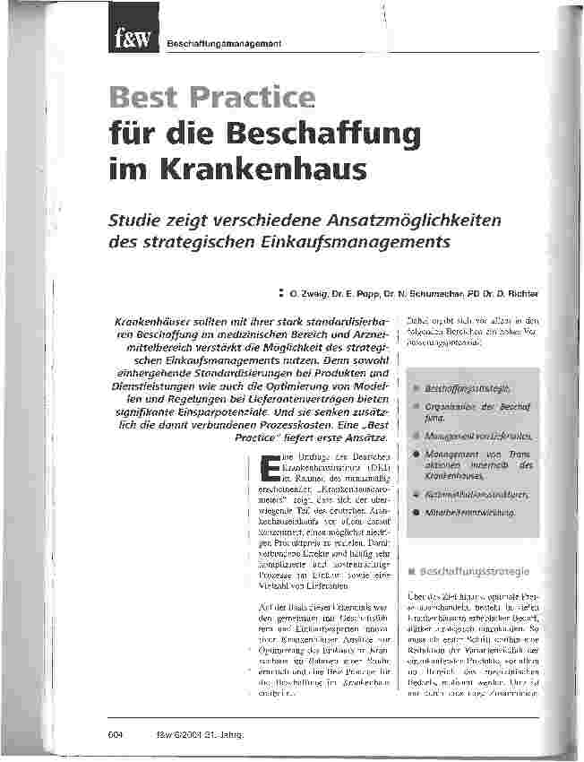 Vorschauseite 1: Best Practice für die Beschaffung im Krankenhaus