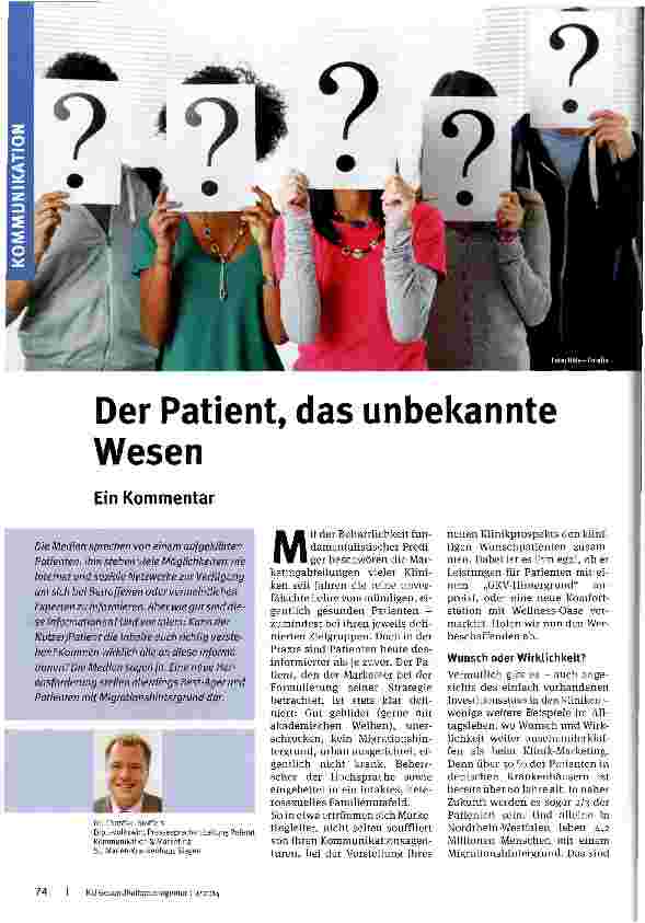 Vorschauseite 1: Der Patient, das unbekannte WesenEin Kommentar