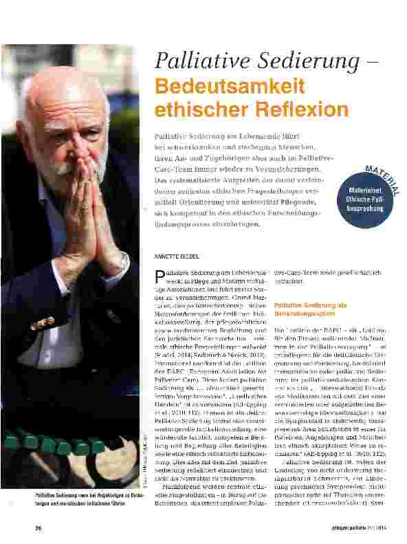 Vorschauseite 1: Palliative Sedierung Bedeutsamkeit ethischer Reflexion