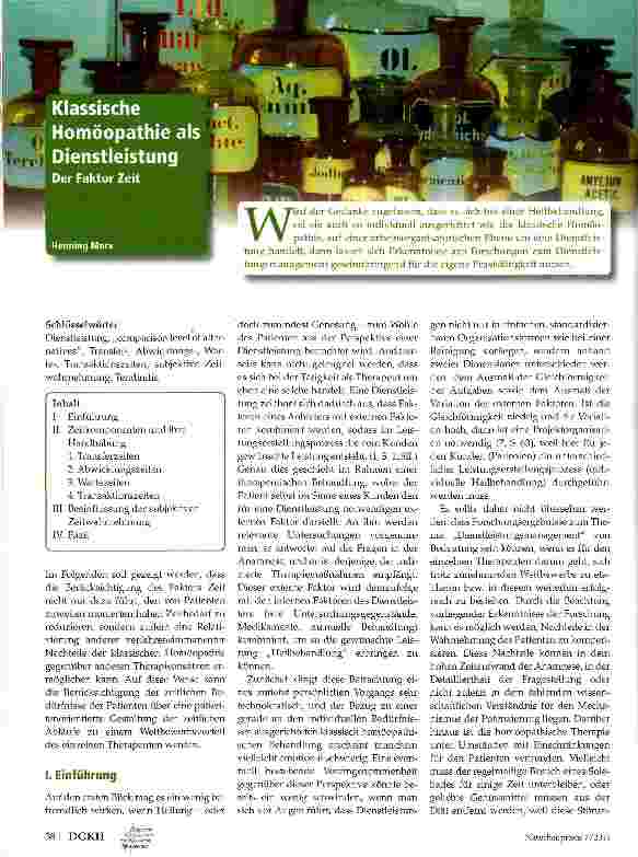 Vorschauseite 1: Klassische Homöopathie als Dienstleistung