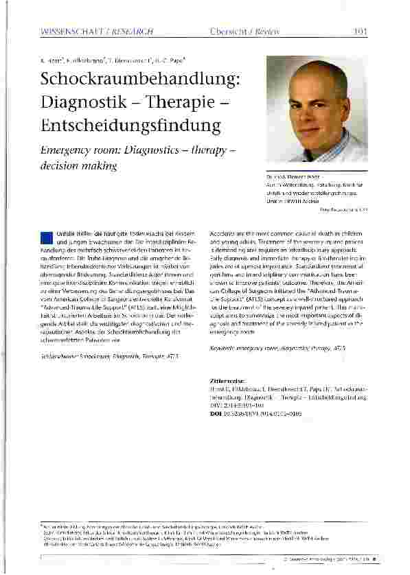 Vorschauseite 1: Schockraumbehandlung: Diagnostik - Therapie -Entscheidungsfindung