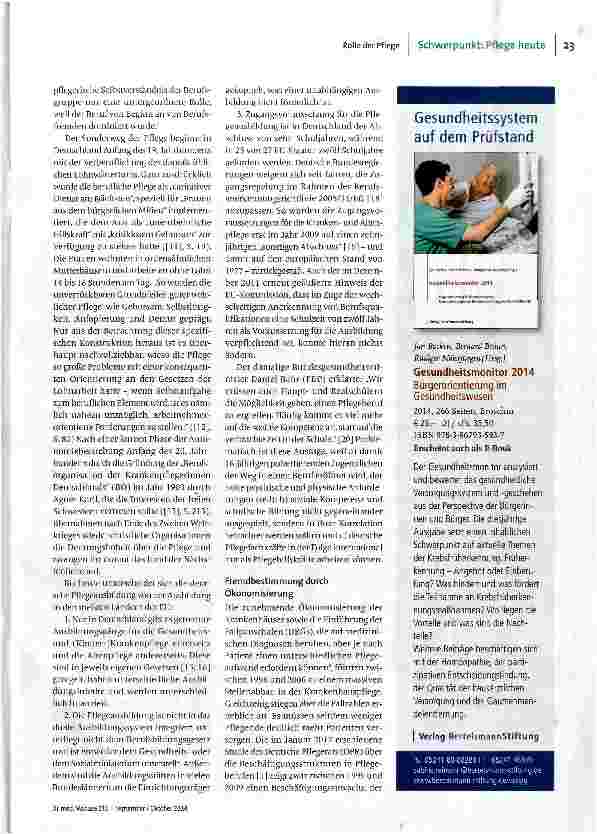 Vorschauseite 2: Die Rolle der Pflege im Gesundheitswesen