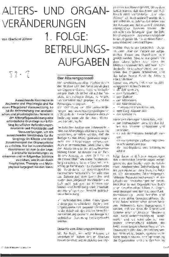 Vorschauseite 1: Altersund Organveränderungen 1. Folge: Betreuungsaufgaben