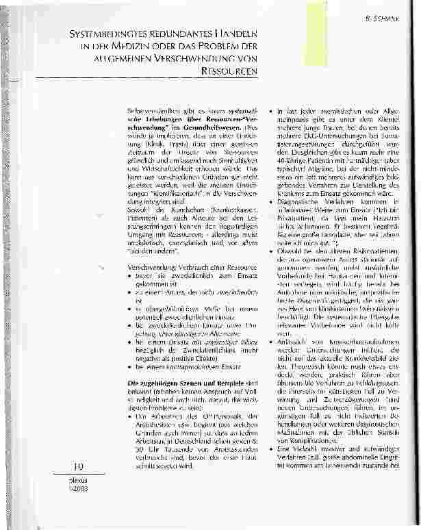 Vorschauseite 1: SYSTEMBEDINGTES REDUNDANTES HANDELNIN DER MEDIZIN ODER DAS PROBLEM DERALLGEMEINEN VERSCHWENDUNG VONRESSOURCEN