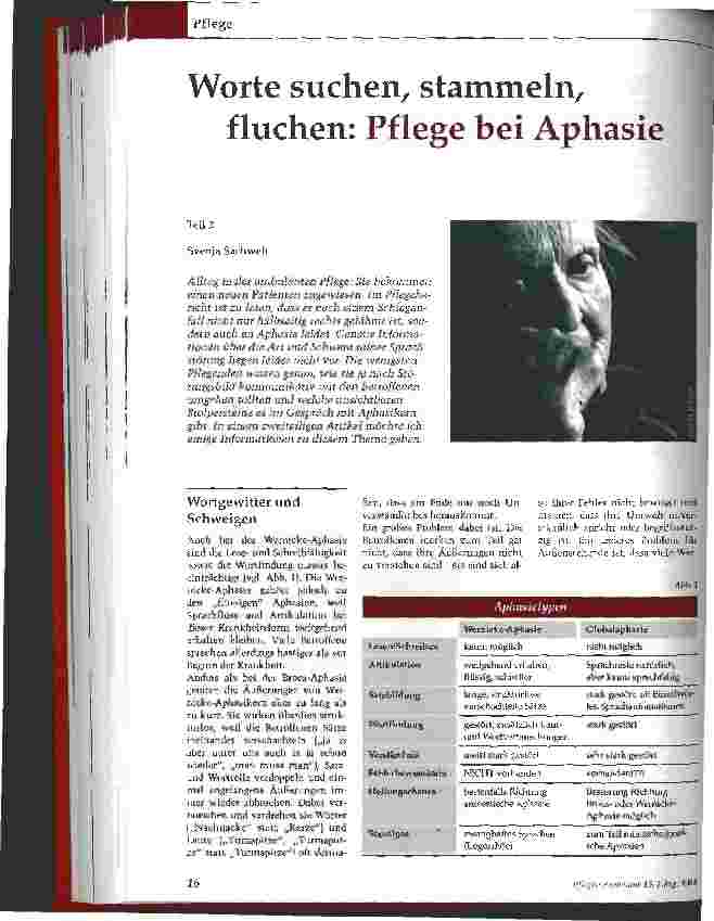 Vorschauseite 1: Worte suchen, stammeln, fluchen: Pflege bei AphasieTeil 2