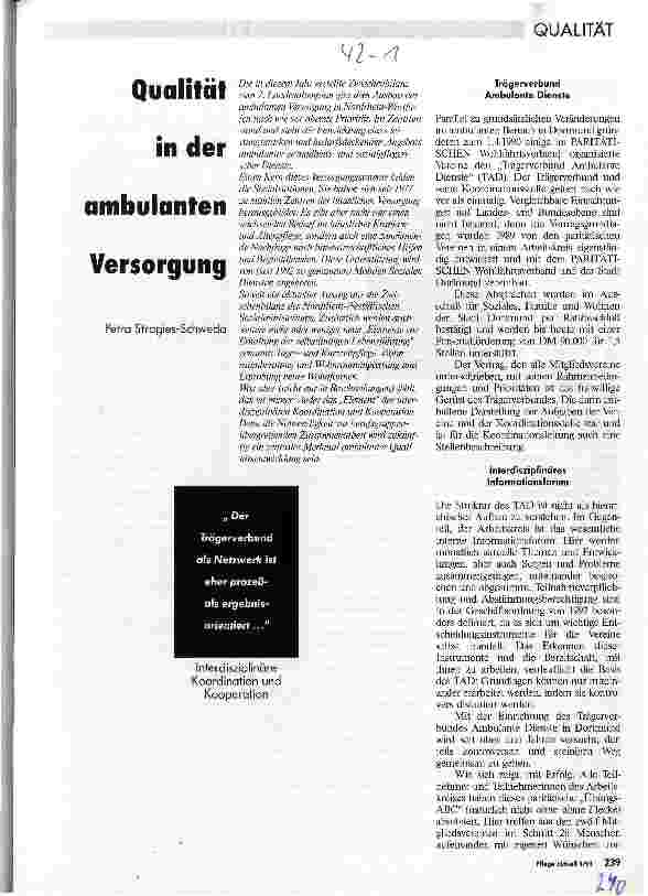 Vorschauseite 1: Qualität in der ambulanten Versorgung Interdisziplinäre Koordination und Kooperation