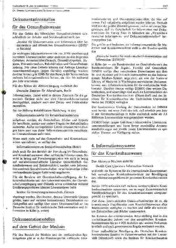Vorschauseite 2: Literaturdienste für Krankenhausexperten
