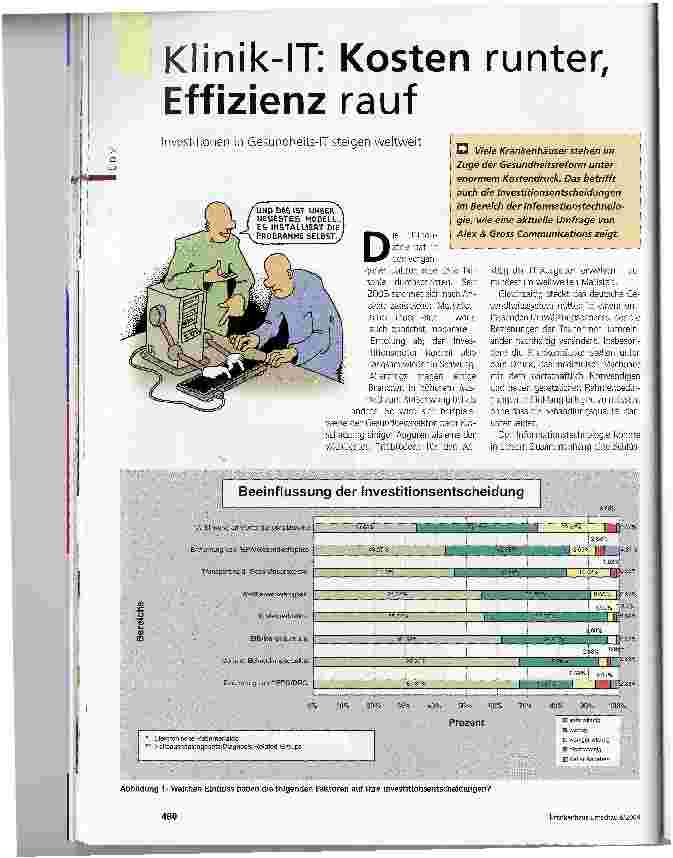 Vorschauseite 1: Klinik-IT: Kosten runter, Effizienz raufInvestitionen in Gesundheits-IT steigen weltweit