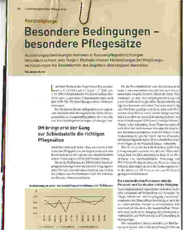 Vorschauseite 1: Besondere Bedingungen -besondere PflegesätzeKurzzeitpflege