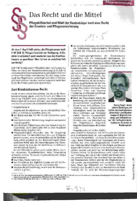 Vorschauseite 1: Das Recht und die Mittel Pflegehilfsmittel und Wahl der Kostenträger nach dem Recht der Krankenund Pflegeversicherung