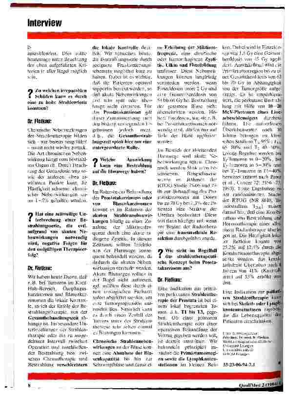 Vorschauseite 3: Nutzen und Risiken der Strahlentherapie Interview mit Dr. med. R. Fietkau
