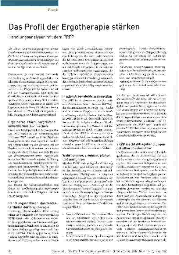 Vorschauseite 1: Das Profil der Ergotherapie stärken