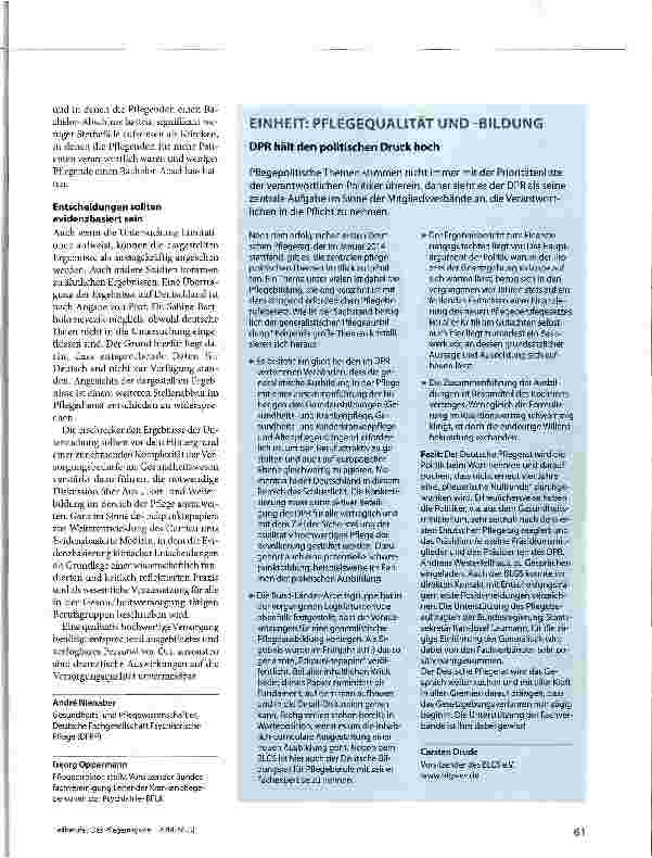 Vorschauseite 2: Pflegequalität ist entscheidend für das Outcome der Patienten