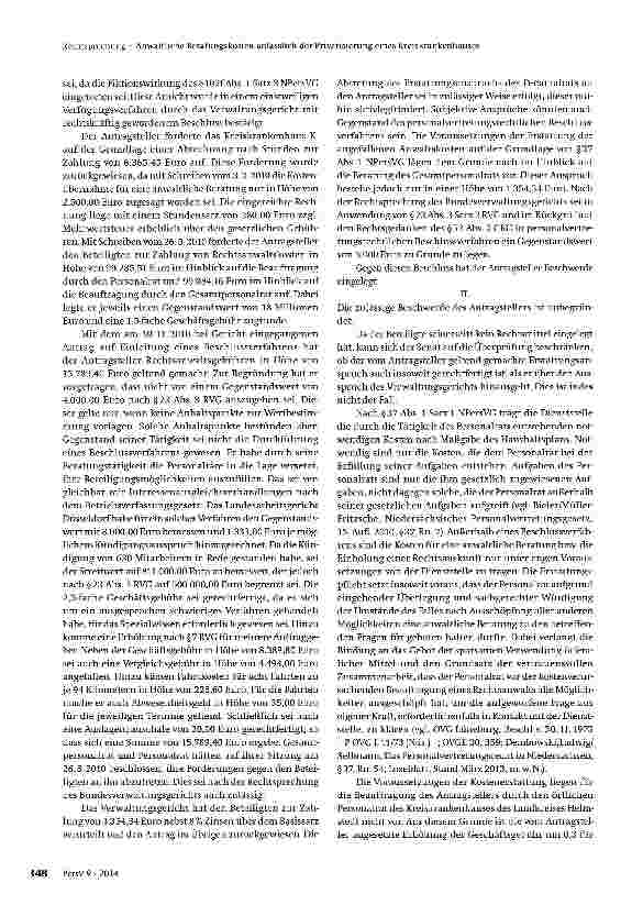 Vorschauseite 2: Anwaltliche Beratungskosten anlässlich der Privatisierung eines Kreiskrankenhauses
