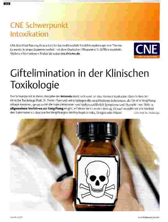 Vorschauseite 1: Giftelimination in der Klinischen Toxikologie