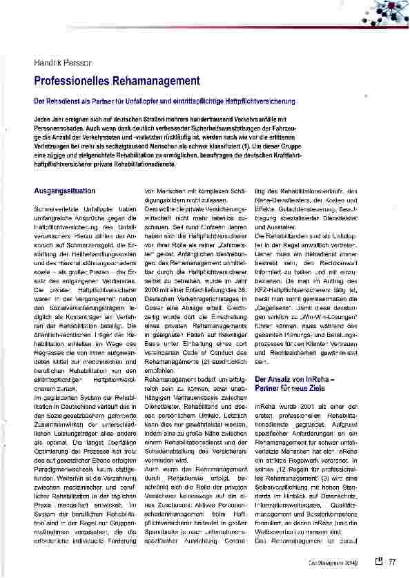Vorschauseite 1: Professionelles Rehamanagement