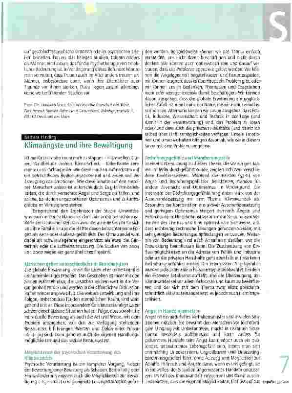 Vorschauseite 1: Klimaängste und ihre Bewältigung
