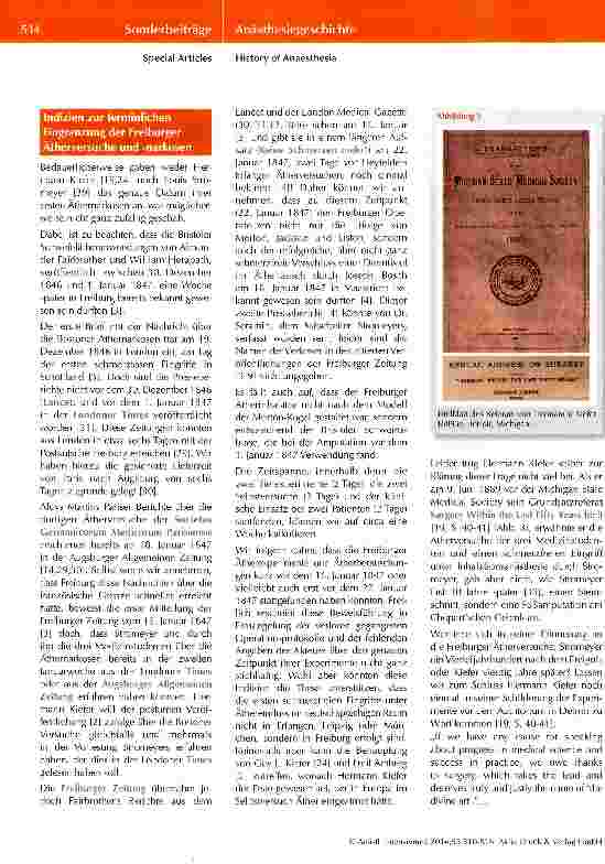 Vorschauseite 5: Hermann Kiefer (1825-1911), ein Pionier der deutschen Anästhesie aus Freiburg/Breisgau im Jahre 1847