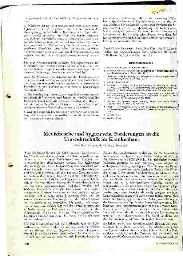Vorschauseite 1: Medizinische und hygienische Forderungen an die Umwelttechnik im Krankenhaus