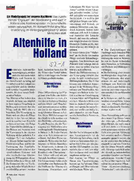 Vorschauseite 1: Altenhilfe in Holland Ein Modellprojekt bei unseren Nachbarn