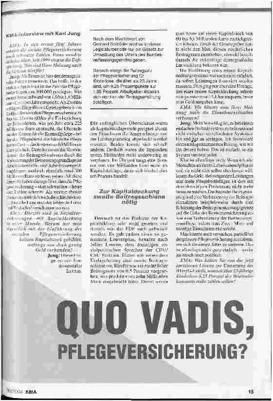 Vorschauseite 2: QUO VADIS PFLEGEVERSICHERUNG