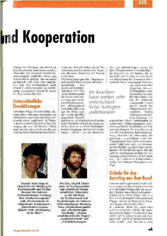 Vorschauseite 2: Psychosomatik und Kooperation im Allgemeinen Krankenhaus
