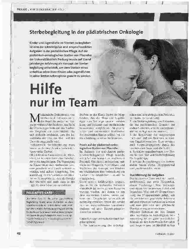 Vorschauseite 1: Hilfe nur im Team. Sterbebegleitung in der pädiatrischen Onkologie