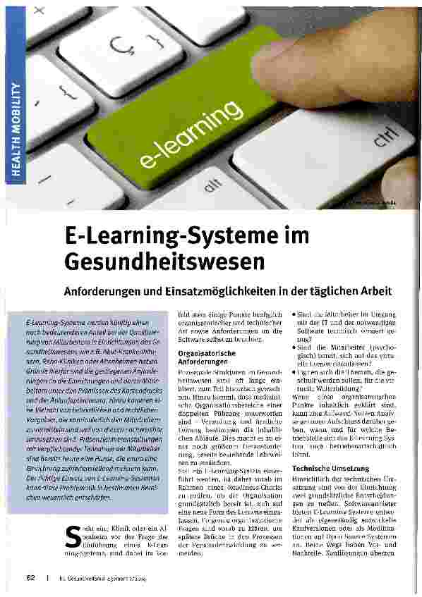 Vorschauseite 1: E-Learning-Systeme im Gesundheitswesen