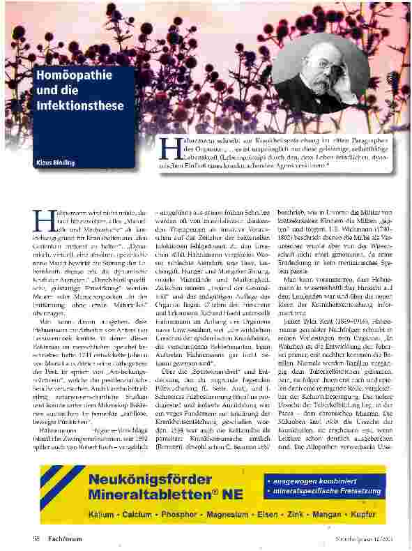 Vorschauseite 1: Homöopathie und die Infektionsthese