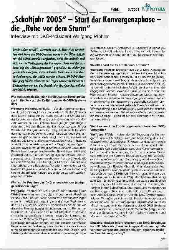 Vorschauseite 1: Schaltjahr 2005 - Start der Konvergenzphase -die Ruhe vor dem Sturm