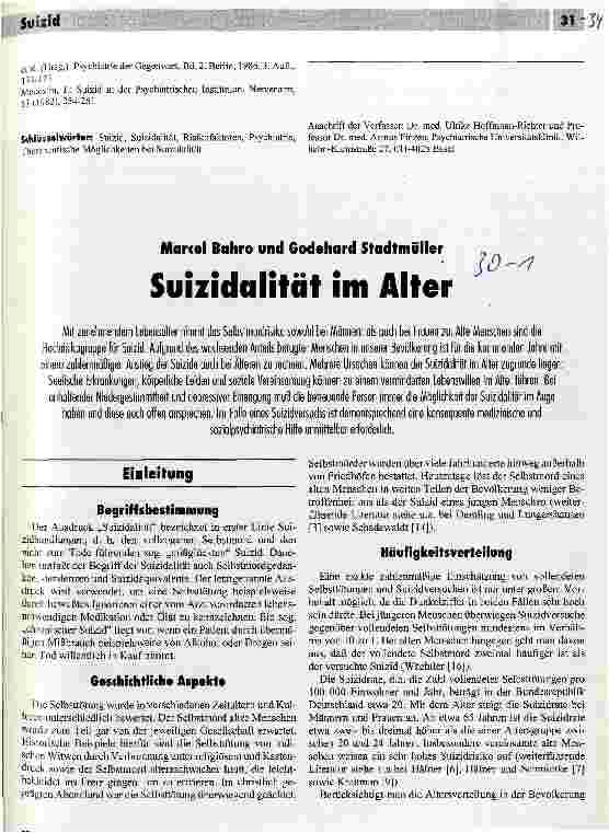 Vorschauseite 1: Suizidalität im Alter