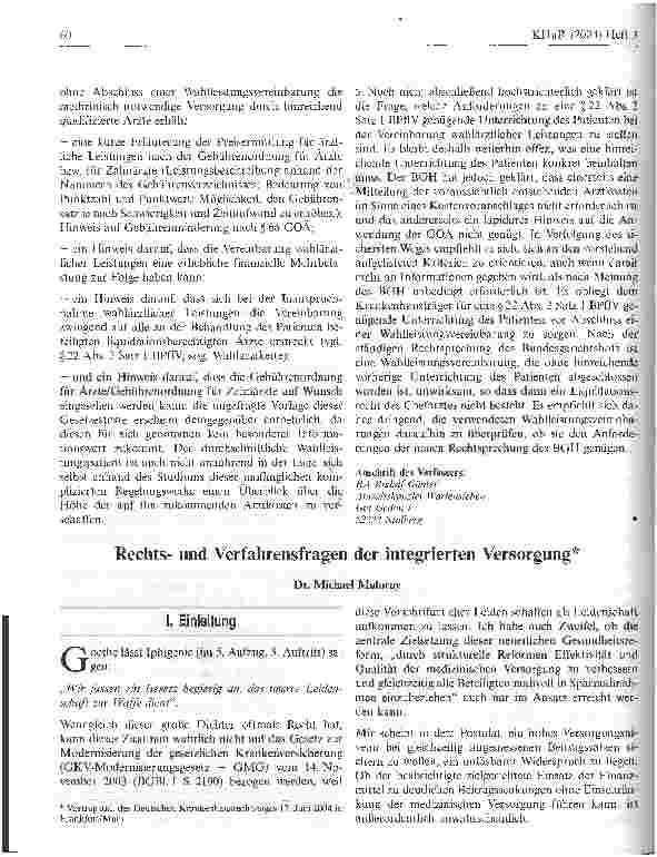 Vorschauseite 2: Zur aktuellen Rechtsprechung des Bundesgerichtshofs zur Unterrichtung des Patienten vor Abschluss einer Wahlleistungsvereinbarung