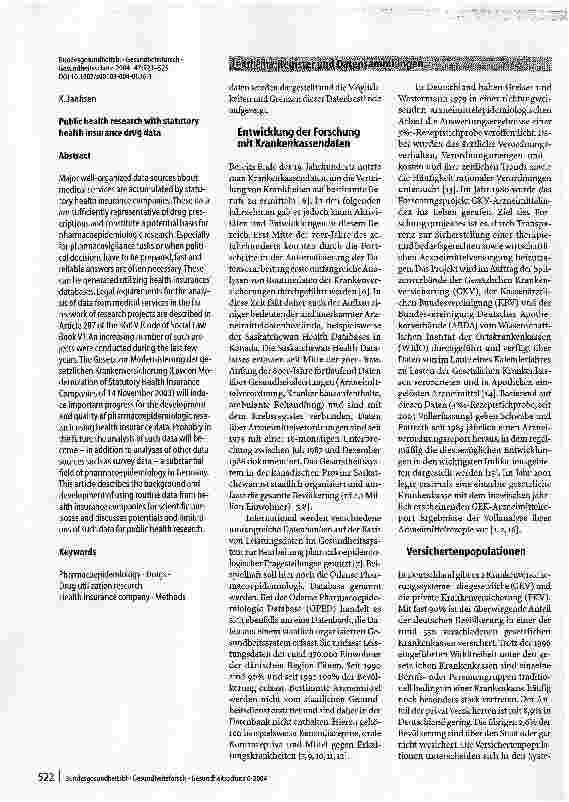 Vorschauseite 2: Public-Health-Forschung mit Arzneimitteldaten gesetzlicher Krankenkassen