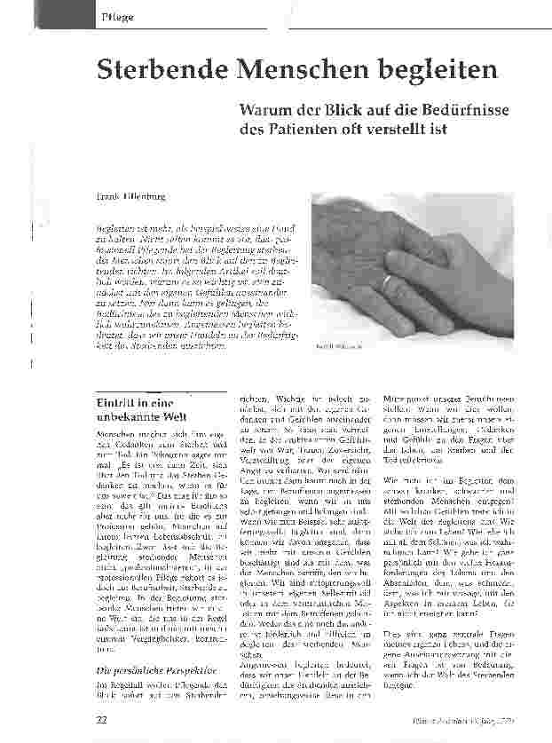 Vorschauseite 1: Sterbende Menschen begleitenWarum der Blick auf die Bedürfnisse des Patienten oft verstellt ist