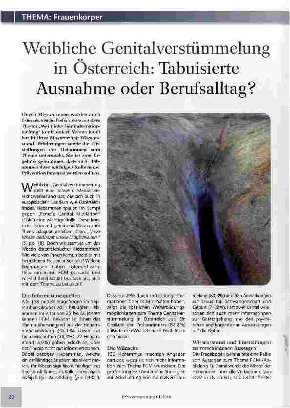 Vorschauseite 1: Weibliche Genitalverstümmelunin Österreich: Tabuisierte Ausnahme oder Berufsalltag?