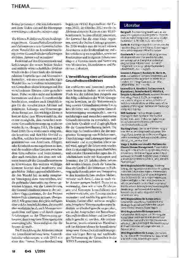 Vorschauseite 5: Neue Ansätze für die Integrierte Versorgung in der WHO Europaregion