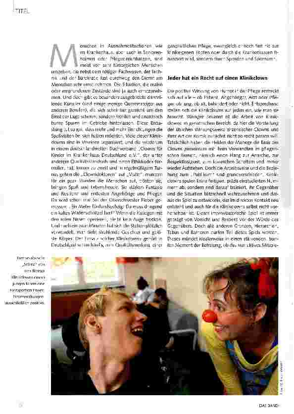 Vorschauseite 2: Klinikclowns unterstützen medizinisches und pflegerisches Personal