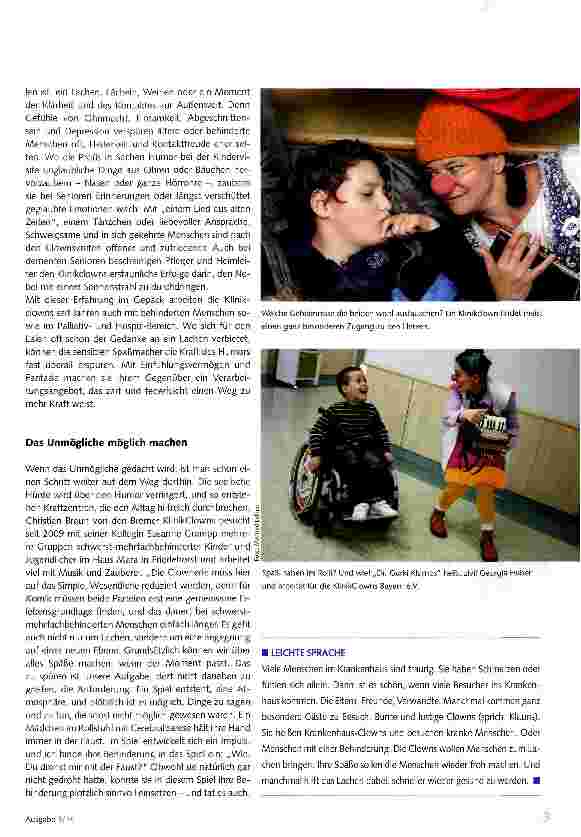 Vorschauseite 3: Klinikclowns unterstützen medizinisches und pflegerisches Personal