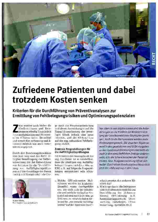 Vorschauseite 1: Zufriedene Patienten und dabei trotzdem Kosten senken