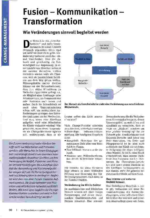 Vorschauseite 1: Fusion - Kommunikation -TransformationWie Veränderungen sinnvoll begleitet werden