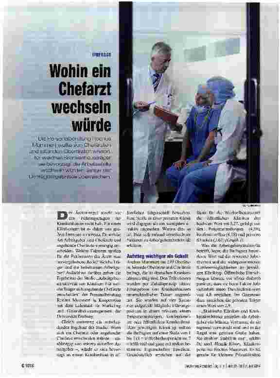 Vorschauseite 1: Wohin ein Chefarzt wechseln würde