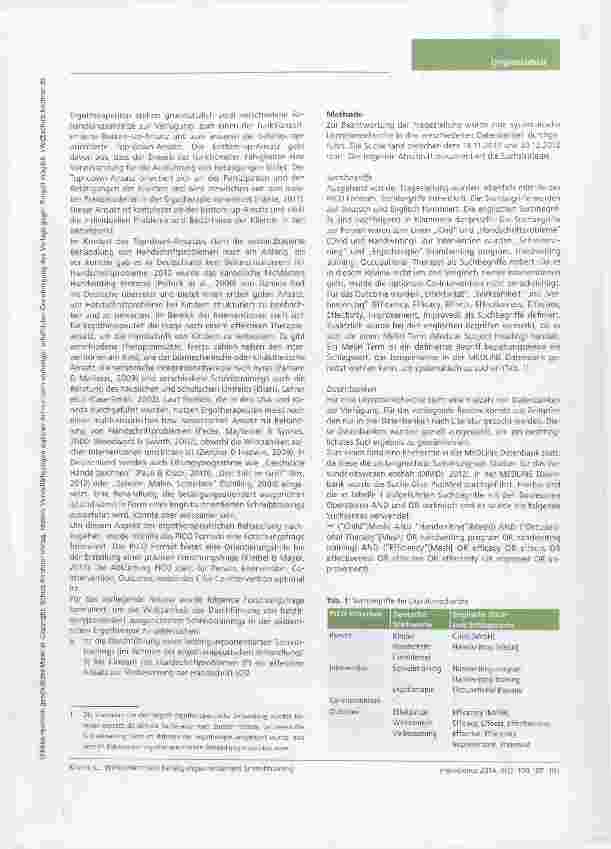 Vorschauseite 2: Wirksamkeit von betätigungsorientiertem Schreibtraining bei Kindern mit Handschriftproblemen ein systematisches Review