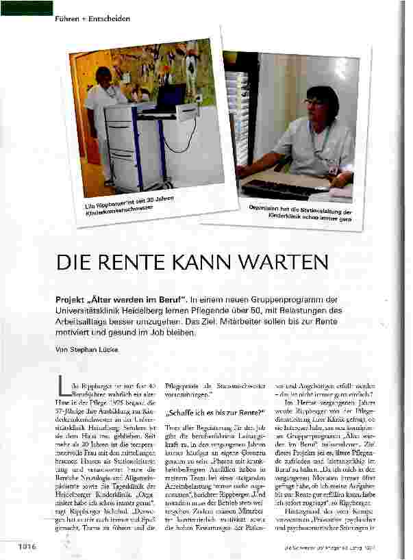 Vorschauseite 1: DIE RENTE KANN WARTEN