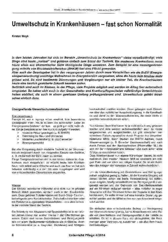 Vorschauseite 1: Umweltschutz in Krankenhäusern - fast schon Normalität